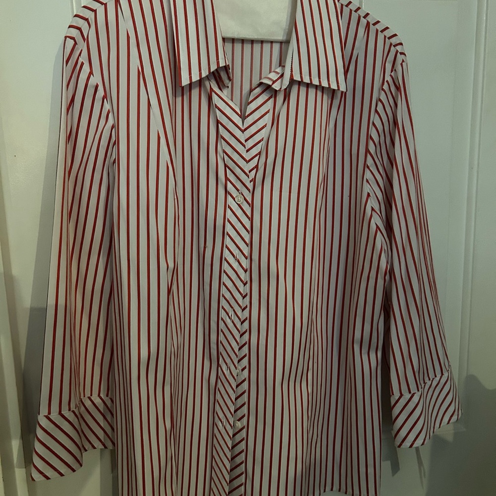 Pendleton Women's Red and White Striped Blouse